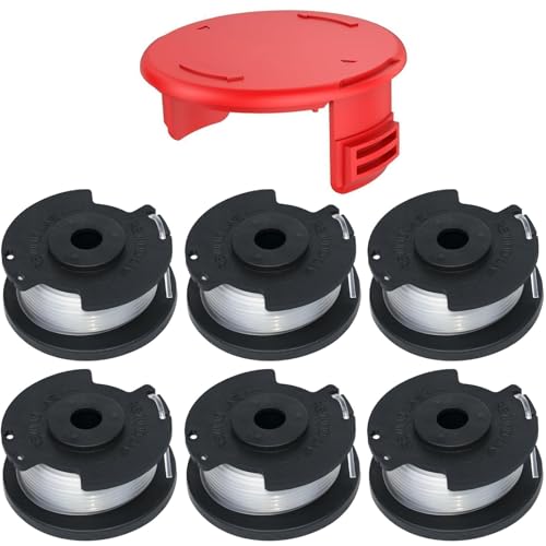 MUFUSHAN Rasentrimmer Ersatzspule,für Einhell Akku-Rasentrimmer GE-CT 18/28 Li und GE-CT 18/28 Li TC,für Einhell Ersatzfadenspule TLE-03,Spulenabdeckung TLE-03-1 (6 fadenspule+1 Spulenabdeckung) von MUFUSHAN
