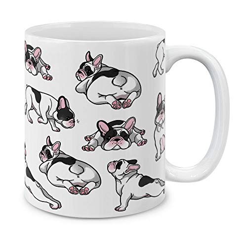 MUGBREW Französische Bulldogge, lustige verspielte Haltungen, Keramik-Kaffeetasse, Teetasse, 325 ml von MUGBREW