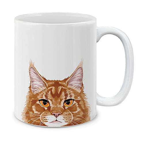 MUGBREW Kaffeetasse aus Keramik, Motiv Ginger Orange Tabby Maine Coon Cat, 325 ml von MUGBREW