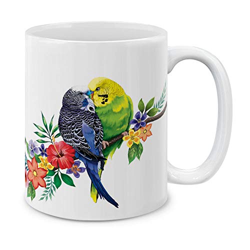 MUGBREW Kaffeetasse mit Wellensittich, Vögel, Keramik, 325 ml von MUGBREW