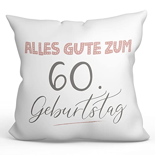 Mugffins Kissen mit Füllung mit Spruch Gebutstag 60 - Auf Deutsch - Alles Gute zum Geburtstag! Pinke - 40 x 40 cm - originelles und lustiges Geschenk von Mugffins