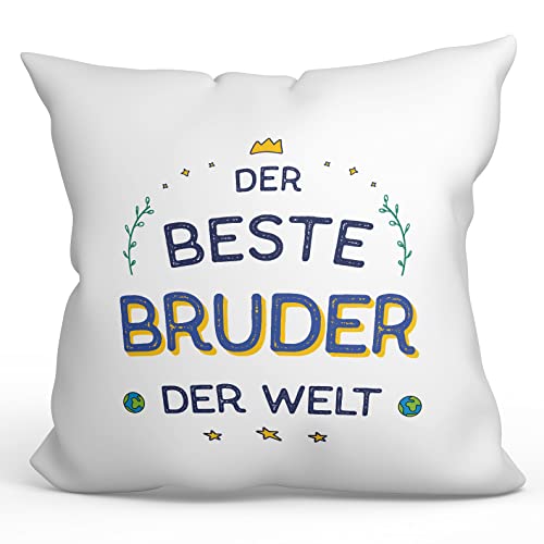 Mugffins Kissen mit Füllung mit Spruch für Bruder - Auf Deutsch - Der Beste Der Welt - 40 x 40 cm - originelles und lustiges Geschenk von Mugffins