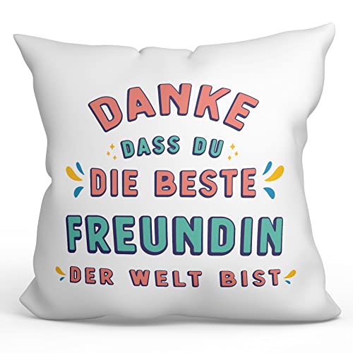 Mugffins Kissen mit Füllung mit Spruch für Freundin - Auf Deutsch - Danke, DASS du der Beste - 40 x 40 cm - originelles und lustiges Geschenk von Mugffins