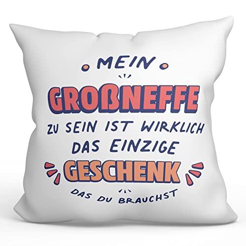 Mugffins Kissen mit Füllung mit Spruch für GROßNEFFE - Auf Deutsch - Geschenk das du Brauchst - 40 x 40 cm - originelles und lustiges Geschenk von Mugffins