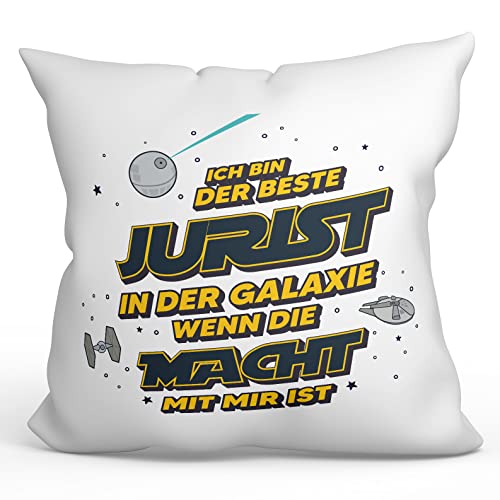 Mugffins Kissen mit Füllung mit Spruch für Jurist - Auf Deutsch - Die Beste Der Galaxie Wenn Macht - 40 x 40 cm - Lustiges Geschenk Mitarbeiter von Mugffins