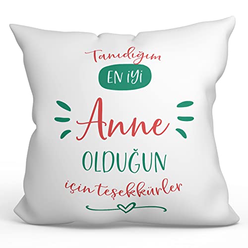 Mugffins Kissen mit Füllung mit Spruch für Mutter/Mama - Auf Türkisch - en IYI Aile teşekkür ederim - 40 x 40 cm - originelles und lustiges Geschenk von Mugffins