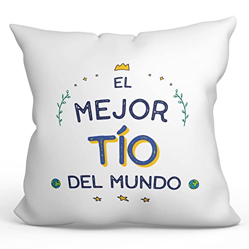 Mugffins Kissen mit Füllung mit Spruch für Onkel - Auf Spanisch - EL Mejor del Mundo - 40 x 40 cm - originelles und lustiges Geschenk von Mugffins