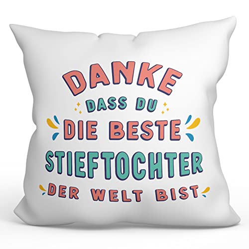 Mugffins Kissen mit Füllung mit Spruch für Stepdaughter - Auf Deutsch - Danke, DASS du der Beste - 40 x 40 cm - originelles und lustiges Geschenk von Mugffins