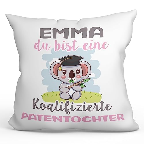 Mugffins Personalisierte Kissen mit Füllung mit Spruch für PATENTOCHTER/PATENKIND - Auf Deutsch - Koalifizierte Personalisierte - 40 x 40 cm - Individuell Anpassbar Geschenk von Mugffins