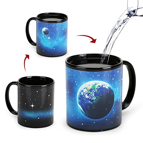 Kaffeebecher, Farbe wechselnde Tasse 11oz, keramische beheizte Neuheit Kaffeebecher des Erdmond-Systems, Weltraumgeschenke, lustige Tassen für Männer, Freunde und Liebhaber. von MUGKISS