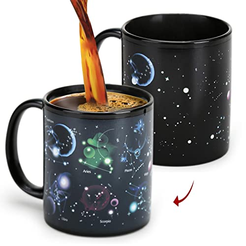 Kaffeetassen, Farbe wechselnde Tasse 11oz, Keramik beheizte empfindliche Neuheit Kaffeetasse, 12-Sternbild-Tassen, Weltraum-Geschenke, lustige Tassen für eburtstag von MUGKISS