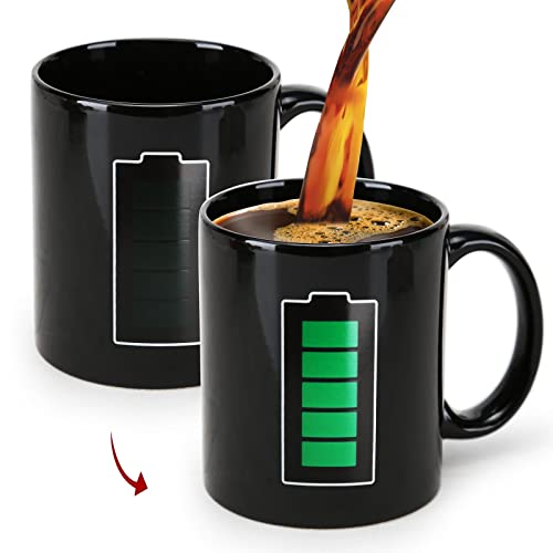 MUGKISS Farbe ändert empfindliche lustige Tasse 11oz, keramische beheizte Kaffeetasse der Neuheit Batterie Aufladung Design Becher, kühle Tassen von MUGKISS