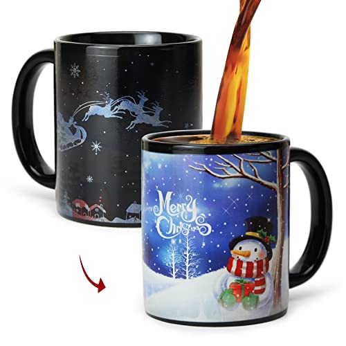 MUGKISS Weihnachts-Kaffeetasse, magischer wärmewechselnder Becher, 340 ml, farbwechselnde Tasse, wärmeempfindliche Kaffeetasse mit Geschenk-Box, Urlaubskaffeetasse, Weihnachtstassen für Frauen, von MUGKISS