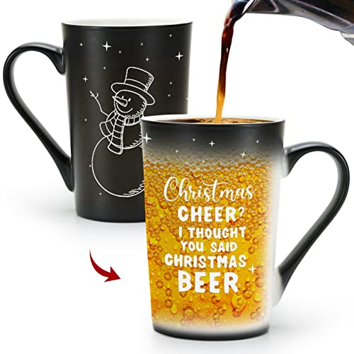 Nette Tassen Weihnachtskaffeebecher, Hitze wechselnde Tasse 12oz, Schneemann Bier Tassen, beste Weihnachtsgeschenke für Freund von MUGKISS