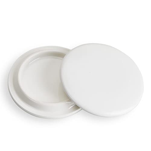 Weiße Keramik-Kaffeetassendeckel, 2 Stück, weißer Keramikdeckel für 325 ml Becher, Becherabdeckung zum Warmhalten und Staubdicht für heiße und kalte Flüssigkeiten, Außendurchmesser 8,4 cm von MUGKISS