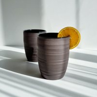 2Er Set Handgefertigte Keramik Kaffeetasse Schwarz Matt Becher, 18Oz von MUGMUGCERAMICS