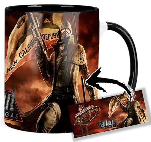 Fallout New Vegas Tasse Innen & Henkel Schwarz Keramikbecher Mug von MUGSVILLE