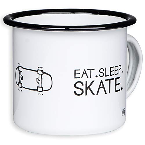 MUGSY Emaille Tasse, Skateboard-Motiv, 300ml, bruchfest & leicht, Outdoor & Skater-Ausrüstung von MUGSY