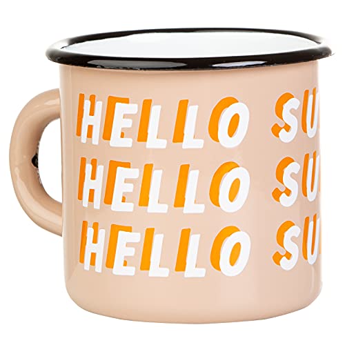 HELLO SUNSHINE - Emaille Becher im Retro look - leicht und robust - von MUGSY.de - Inhalt: 330ml (Sand) von MUGSY