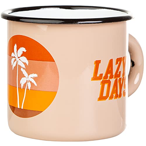 LAZY DAYS - Emaille Becher im Retro look - leicht und robust - von MUGSY.de - Inhalt: 330ml (Palme) von MUGSY