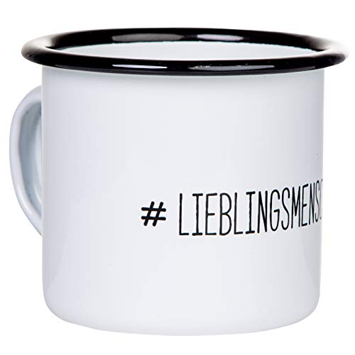 #LIEBLINGSMENSCH | Emaille Tasse mit schwarzem Rand | leicht und robust | für den/die Liebste-n | von MUGSY.de von MUGSY