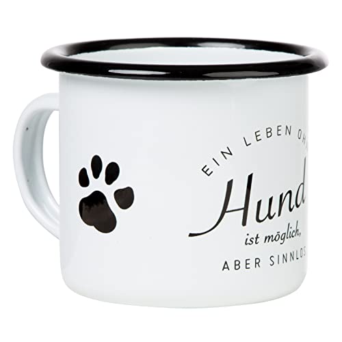 MUGSY Emaille Tasse mit Hund Design, Emaillebecher für Hundeliebhaber mit Spruch, bruchfest & leicht, Kaffeebecher von MUGSY