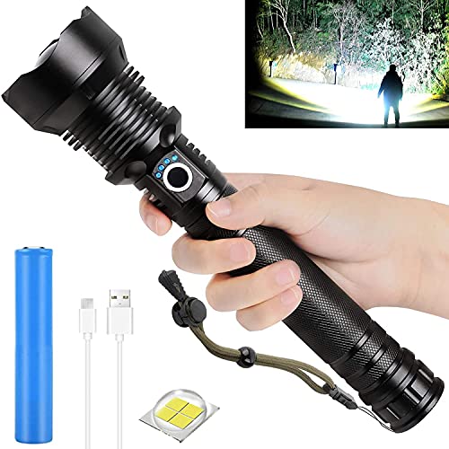 90000 Lumen Xhp70.2 LeistungsstäRkste Led Taschenlampe Usb Zoom Taschenlampe Xhp70,Teleskop Usb Zoom Wasserdichte Camping Taschenlampe (18650 Batterie, xhp70) von MUGUOY