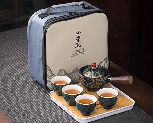 Axurhui Magic Teapot, Magic Teapot Cat, Ceramic Portable Travel Tea Set, 360 Rotation Tea Maker and Infuser, Semi Automatic Tea Set for Home Lazy Chinese Tea Set. (1 Set, A) von MUGUOY