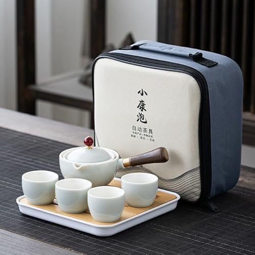Axurhui Magic Teapot, Magic Teapot Cat, Ceramic Portable Travel Tea Set, 360 Rotation Tea Maker and Infuser, Semi Automatic Tea Set for Home Lazy Chinese Tea Set. (1 Set, L) von MUGUOY