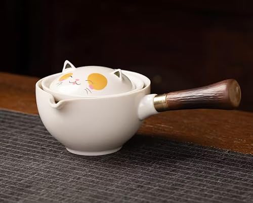 Axurhui Magic Teapot, Magic Teapot Cat, Ceramic Portable Travel Tea Set, 360 Rotation Tea Maker and Infuser, Semi Automatic Tea Set for Home Lazy Chinese Tea Set. (Single Teapot, C) von MUGUOY