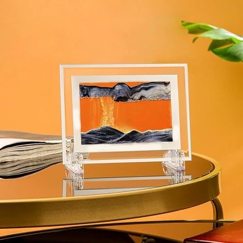 Bewegtes Sandbild, Fließende Sandmalerei, Dynamisches Sandbild, 3D Tiefsee Sandbild in Bewegung Display Fließender Sand Rahmen, Entspannende Desktop Home Office Work Decor. (Schwarzes Gold, 7 Zoll) von MUGUOY