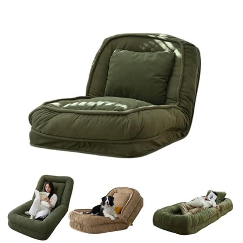 Foldable Lazy Sofa Couch Bed, Adjustable Cozy Tatami, Foldable Human Dog Bed high Back Floor Chair for Adults Kids - Cozy Small Couch for Home Living Room von MUGUOY