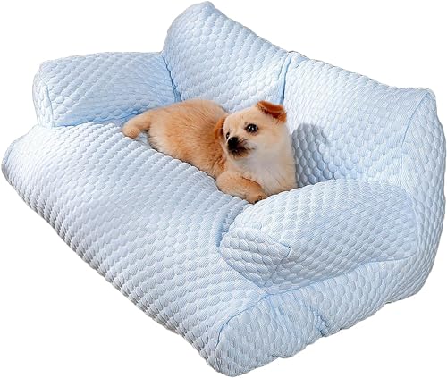 Ice Silk Cooling Pet Bed Breathable Washable Dog Sofa Bed, Summer Sleeping Self-Cooling Cool Ice Silk Kennel Bed for Small, Medium, Large Dogs & Cats von MUGUOY