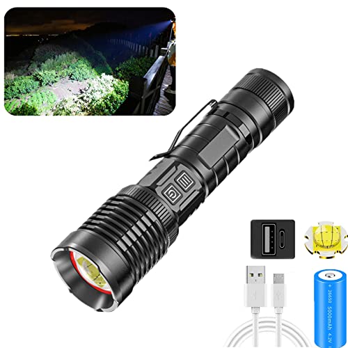 MUGUOY Superhelle 100000 Lumen XHP99 LED-Taschenlampe, Hochleistungs-USB wiederaufladbare taktische Taschenlampe-Zoomable 5 Modi wasserdichte Taschenlampen, für Camping Wandern Notfall im Freien von MUGUOY