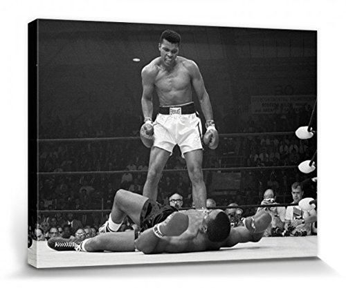 MUHAMMAD ALI 1art1 Poster Cassius Clay Gegen Sonny Liston, Lewiston 1965 Bilder Leinwand-Bild Auf Keilrahmen | XXL-Wandbild Poster Kunstdruck Als Leinwandbild 80x60 cm von MUHAMMAD ALI