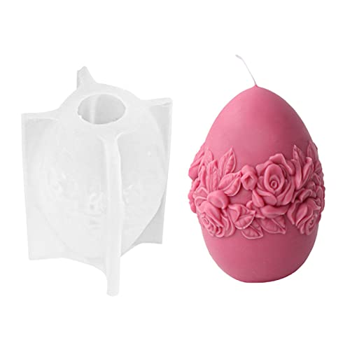 Ostern Silikonform 3D Ostereier Silikonform | Florale 3D Ostern Kerzenform | Ostern Kerzenformen Seifenform Ei Silikon Backform Blume Ostereiform Für DIY Tortendeko, Seife, Kerzen, Schokolade von MUHANI