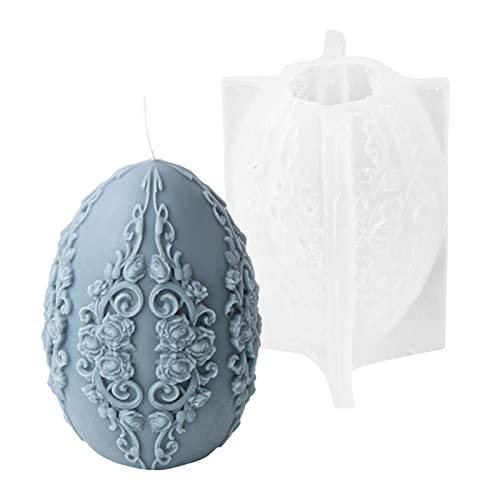 Ostern Silikonform 3D Ostereier Silikonform | Florale 3D Ostern Kerzenform | Ostern Kerzenformen Seifenform Ei Silikon Backform Blume Ostereiform Für DIY Tortendeko, Seife, Kerzen, Schokolade von MUHANI