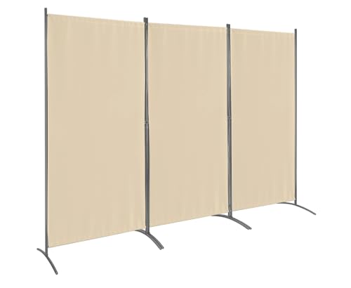 MUHENWE Paravent 3 Teilig Raumteiler Trennwand Balkon Sichtschutz Stellwand Faltbar 260 x 180cm (Beige) von MUHENWE