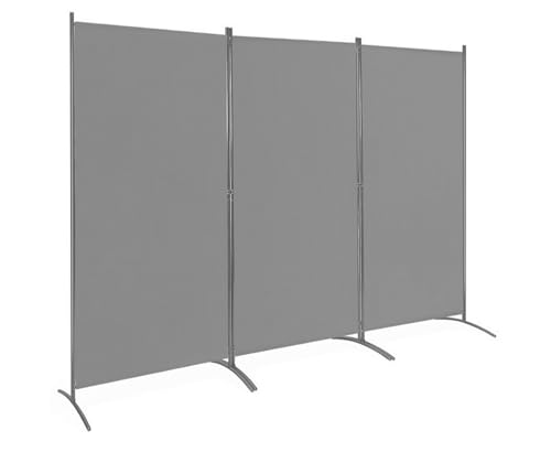 MUHENWE Paravent 3 Teilig Raumteiler Trennwand Balkon Sichtschutz Stellwand Faltbar 260 x 180cm (Grau) von MUHENWE