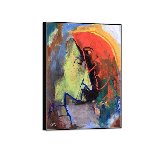 MUHJDYC Moderne Leinwandbild-Karl Hofer Berühmte Gemälde-Reproduktion auf Leinwand-Schwarzer Rahmen Poster für Wohnzimmer(Mond) 40x55cm von MUHJDYC