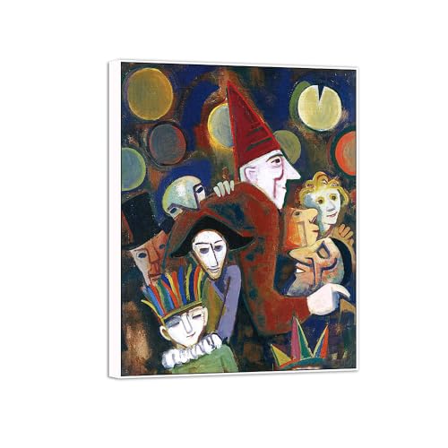 MUHJDYC Moderne Leinwandbild-Karl Hofer Berühmte Gemälde-Reproduktion auf Leinwand-Weiß Rahmen Poster für Wohnzimmer(Party) 60x80cm von MUHJDYC