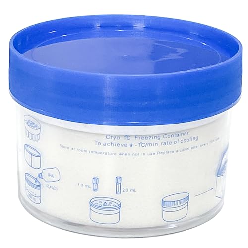 MUHWA Cryo 1 ℃ (-33,8 ℉) Gefrierbehälter, PC-Glas mit HDPE-Deckel und Röhrchenmulden, 18-Platz-Kryoröhrchengestell, passend für 1–2 ml-Kryoröhrchen, 1 Stück von MUHWA