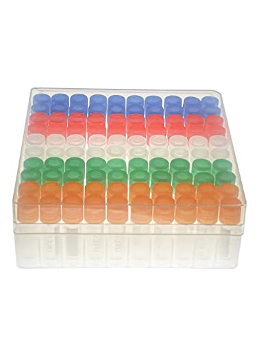 MUHWA Cryo Röhrchen mit Ständer, 1,8 ml, mit Silikon-Dichtungsring, Probenröhrchen aus Polypropylen mit Schraubverschluss (5 Farben) von MUHWA