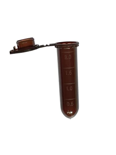 MUHWA 2 ml Mikrozentrifugenröhrchen, 500 Stück abgestufte Mikro-Reagenzgläser mit Schnappverschluss, abgerundete Mikroröhrchen-Probefläschchen für Labor (bernsteinfarben) von MUHWA