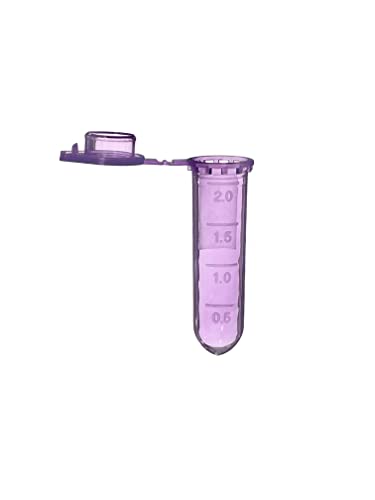 MUHWA 2 ml Mikrozentrifugenröhrchen, 500 Stück abgestufte Mikro-Reagenzgläser mit Schnappverschluss, abgerundete Mikroröhrchen-Probefläschchen für Labor (lila) von MUHWA