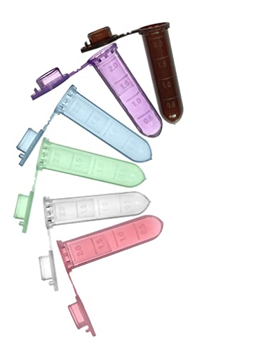 MUHWA 2 ml Mikrozentrifugenröhrchen, 500 Stück abgestufte Mikro-Reagenzgläser mit Schnappverschluss, abgerundete Mikroröhrchen-Probefläschchen für Labor (verschiedene Farben) von MUHWA