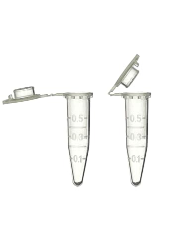 MUHWA 1000 Stück Polypropylen-Mikrozentrifugenröhrchen mit Schnappverschluss, 0,5 ml Fassungsvermögen Mikrotuben (transparent) MUHWA 1000 Stück Polypropylen-Mikrozentrifugenröhrchen mit Schnappverschluss, 0,5 ml Fassungsvermögen Mikrotuben (transparent) von MUHWA