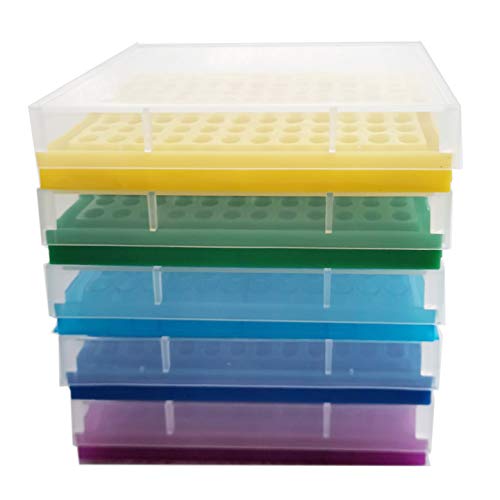 PCR Tube Rack für 0,2 ml Mikroröhrchen, 8 x 12 Array 5 Stück (blau/hellblau/gelb/lila/grün) von MUHWA