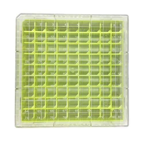 cryobox polycarbonat, länge x breite x 52mm 130mm 130mm höhe, 9 x 9 array, 81 ort (gelb) von MUHWA