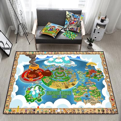 MUICIN Kinder Schlafzimmer Teppich Indoor Mario Anime Bodenmatte Kinderzimmer rutschfeste Cartoon Prinzessin Teppich rutschfeste Matte.,140 * 200cm von MUICIN
